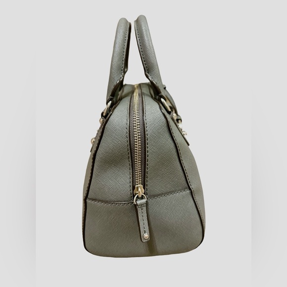 Michael Kors Gray Top Handle Satchel Handbag Silver Chrome Hardware Logo S/M - Picture 2 of 10